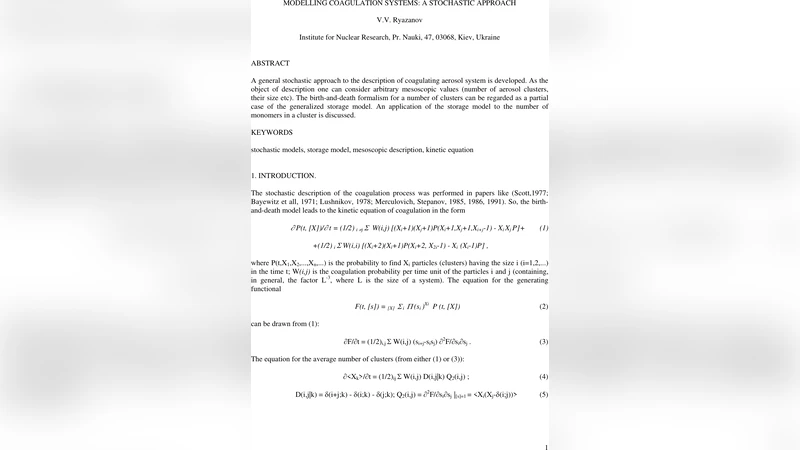 Modelling Coagulation Systems: A Stochastic Approach