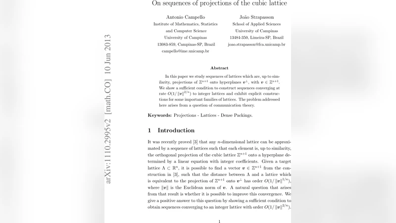 On sequences of projections of the cubic lattice