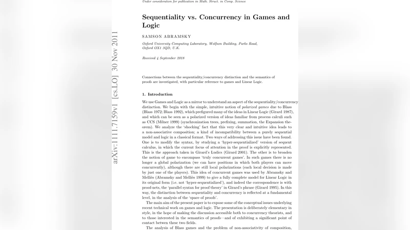 Sequentiality vs. Concurrency in Games and Logic