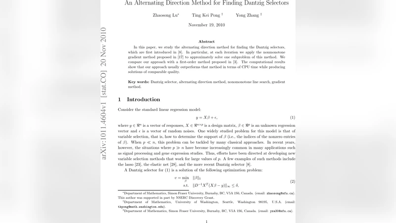 An Alternating Direction Method for Finding Dantzig Selectors