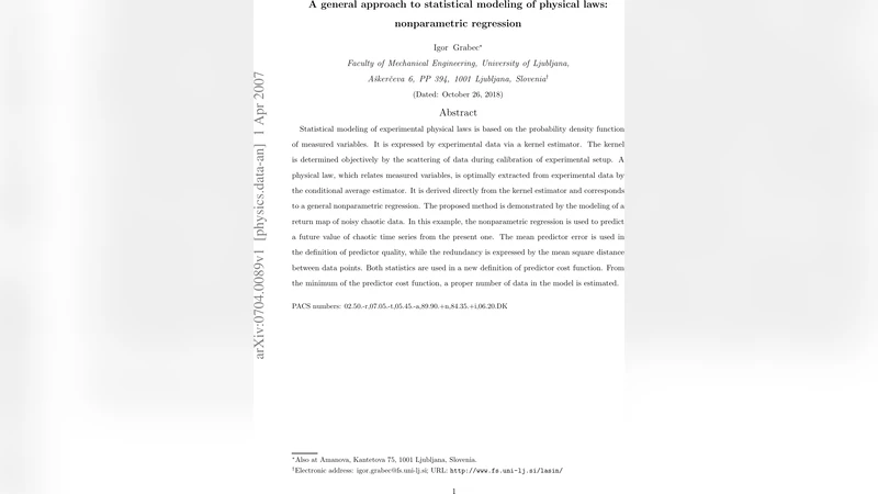 A general approach to statistical modeling of physical laws:   nonparametric regression