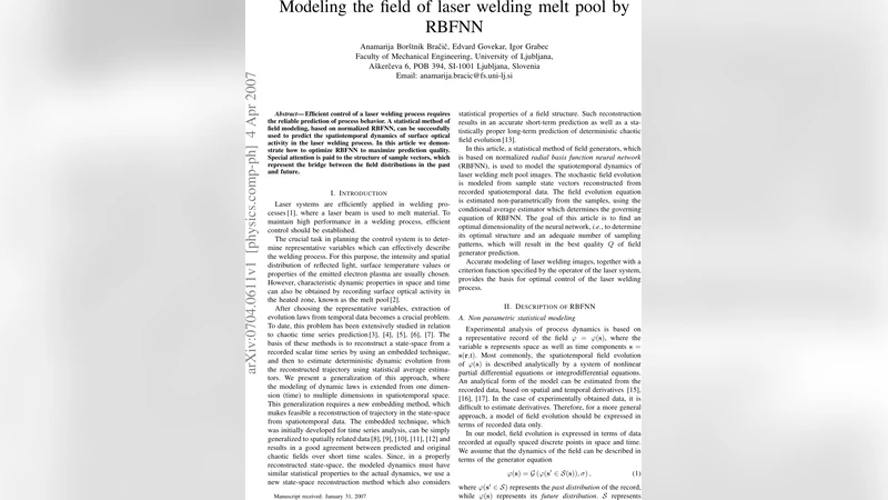 Modeling the field of laser welding melt pool by RBFNN