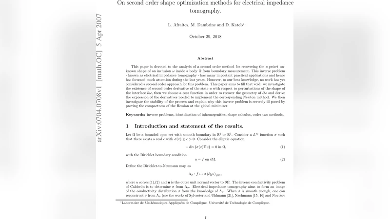 On second order shape optimization methods for electrical impedance   tomography