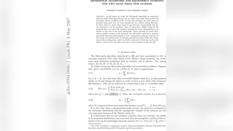 Metropolis algorithm and equienergy sampling for two mean field spin   systems