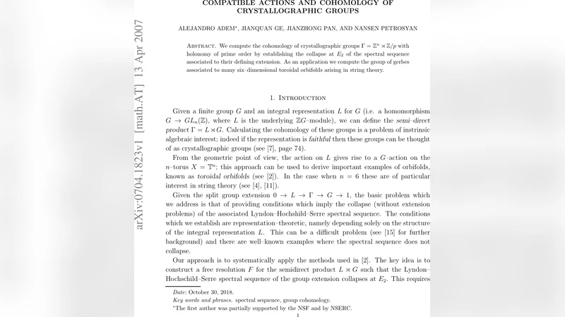 Compatible Actions and Cohomology of Crystallographic Groups