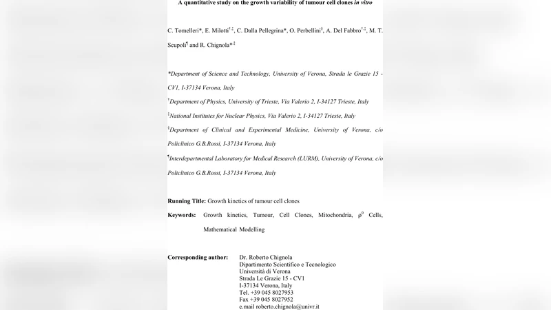 A quantitative study on the growth variability of tumour cell clones in   vitro