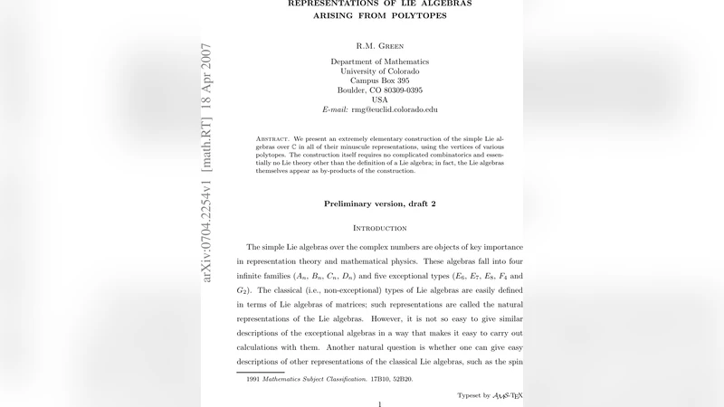 Representations of Lie algebras arising from polytopes