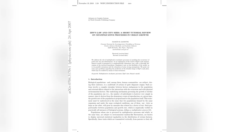 Zipfs law and city sizes: A short tutorial review on multiplicative   processes in urban growth