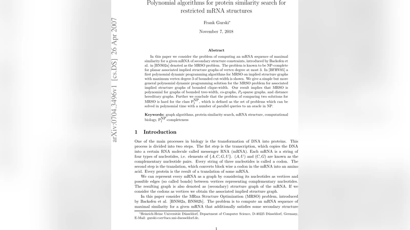 Polynomial algorithms for protein similarity search for restricted mRNA   structures