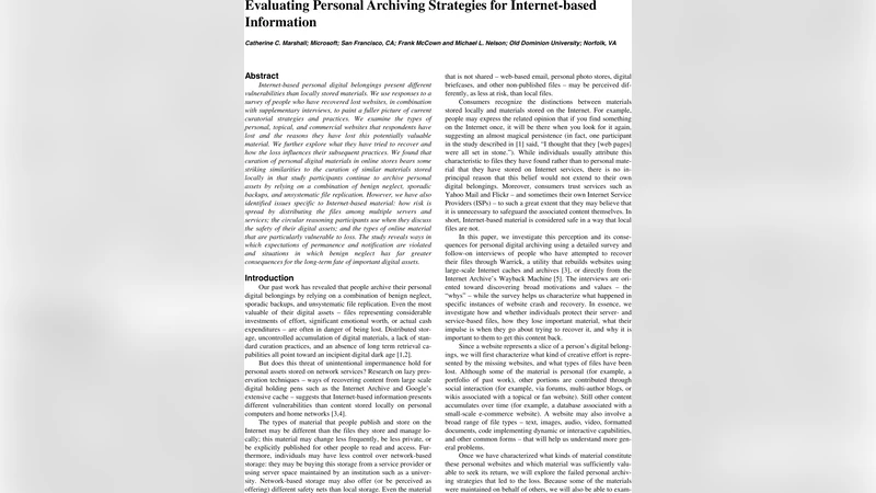 Evaluating Personal Archiving Strategies for Internet-based Information