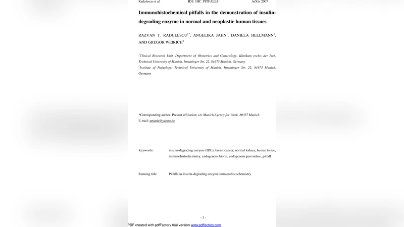 Immunohistochemical pitfalls in the demonstration of insulin-degrading   enzyme in normal and neoplastic human tissues