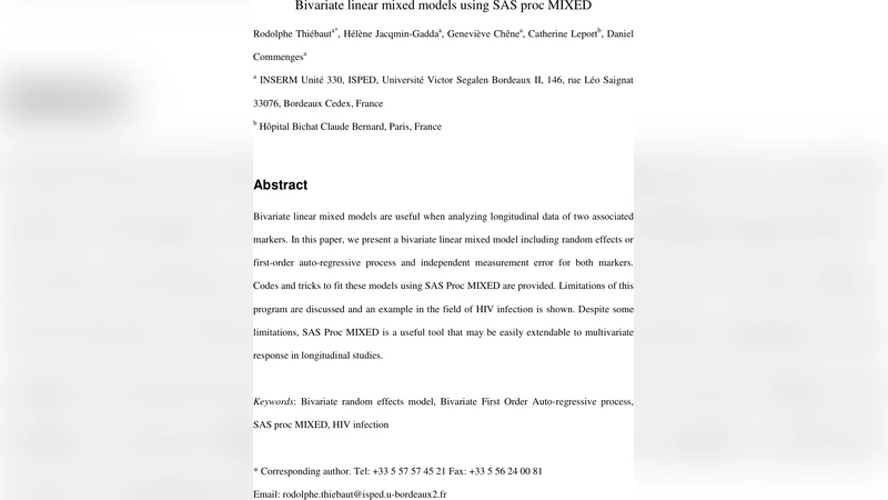 Bivariate linear mixed models using SAS proc MIXED