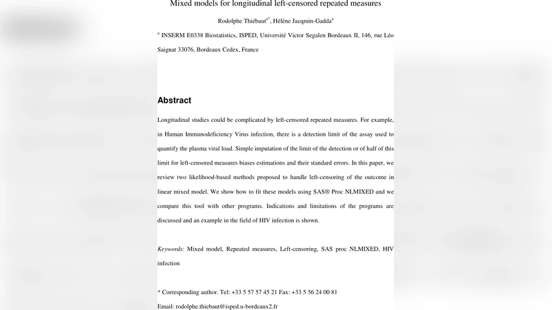 Mixed models for longitudinal left-censored repeated measures