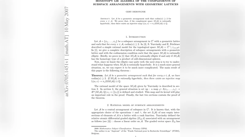 Homotopy Lie algebra of the complements of subspace arrangements with   geometric lattices