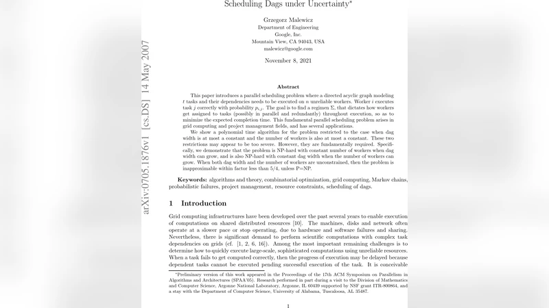 Scheduling Dags under Uncertainty