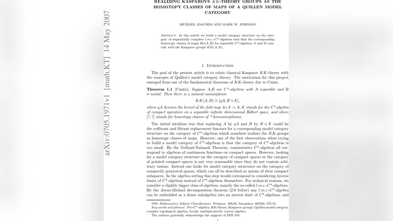 Realizing Kasparovs KK-theory groups as the homotopy classes of maps of   a Quillen model category