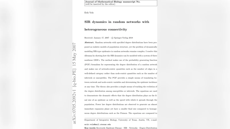 SIR dynamics in random networks with heterogeneous connectivity