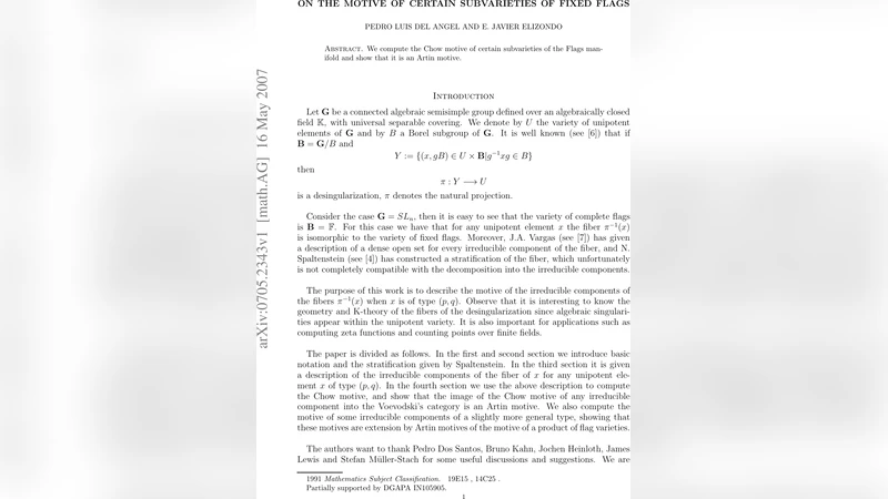 On the motive of certain subvarieties of fixed flags