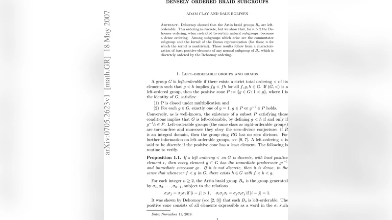 Densely ordered braid subgroups