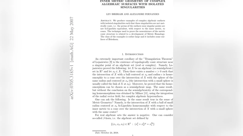 Inner Metric Geometry of Complex Algebraic Surfaces with Isolated   Singularities