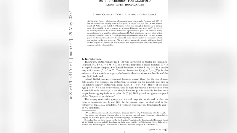 On $pi - pi$ theorem for manifold pairs with boundaries