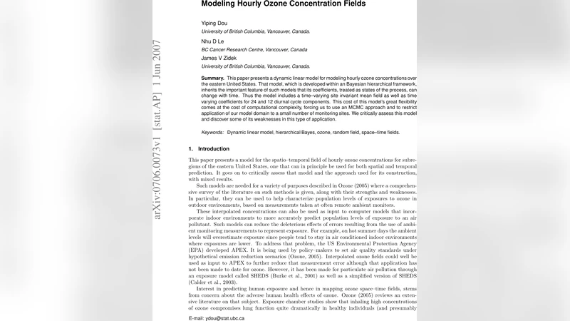 Modeling Hourly Ozone Concentration Fields