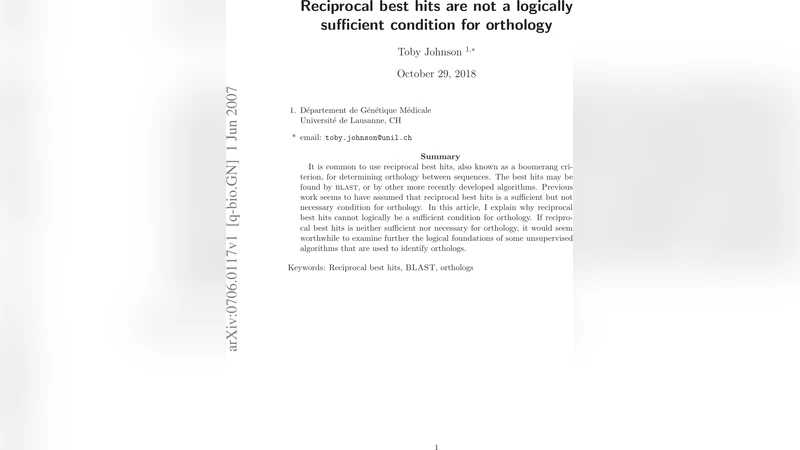 Reciprocal best hits are not a logically sufficient condition for   orthology