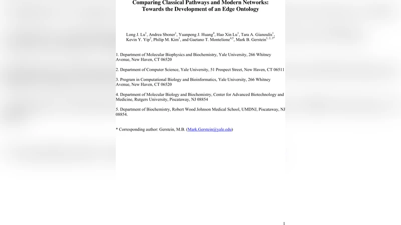 Comparing Classical Pathways and Modern Networks: Towards the   Development of an Edge Ontology