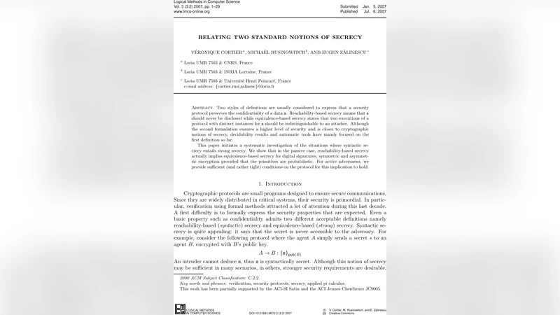 Relating two standard notions of secrecy