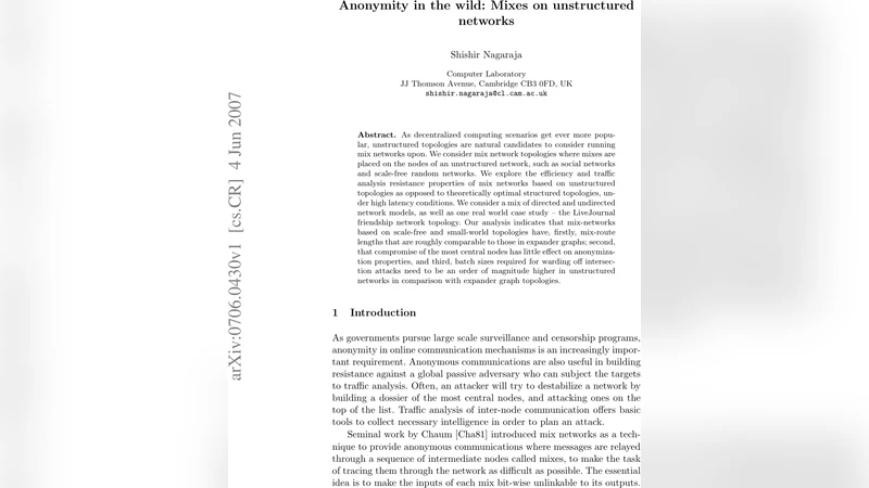 Anonymity in the Wild: Mixes on unstructured networks