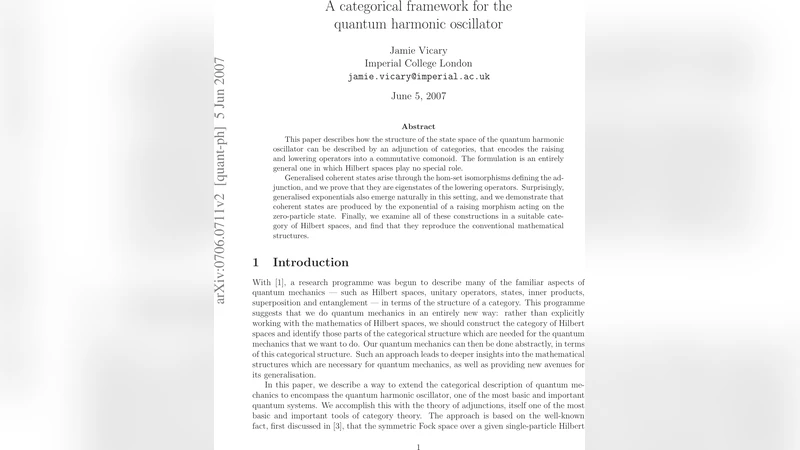 A categorical framework for the quantum harmonic oscillator