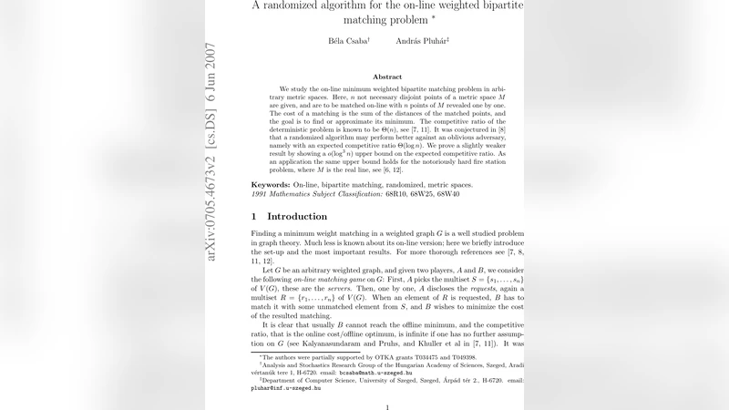 A randomized algorithm for the on-line weighted bipartite matching   problem