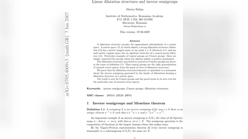 Linear dilatation structures and inverse semigroups