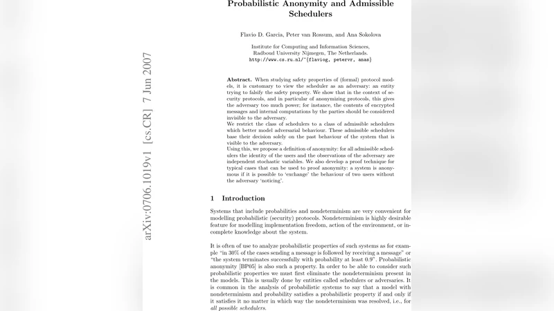 Probabilistic Anonymity and Admissible Schedulers