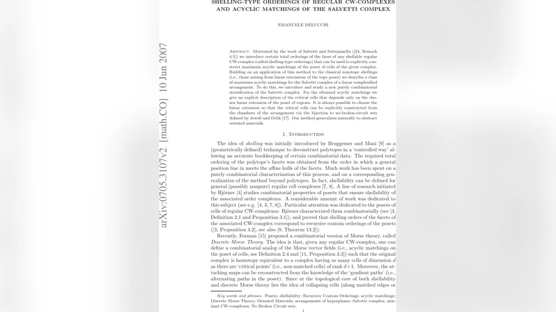 Shelling-type orderings of regular CW-complexes and acyclic matchings of   the Salvetti complex