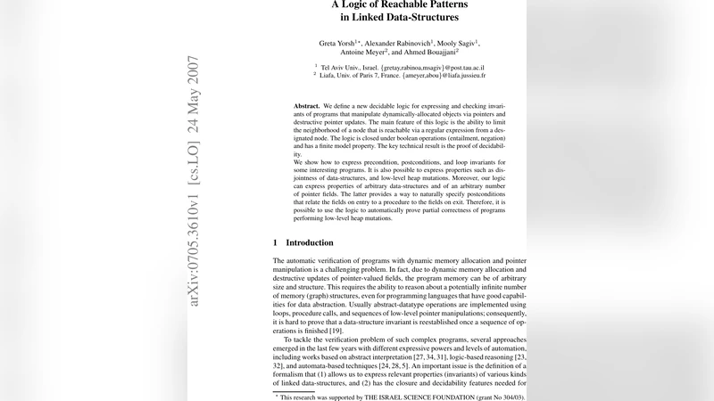 A Logic of Reachable Patterns in Linked Data-Structures
