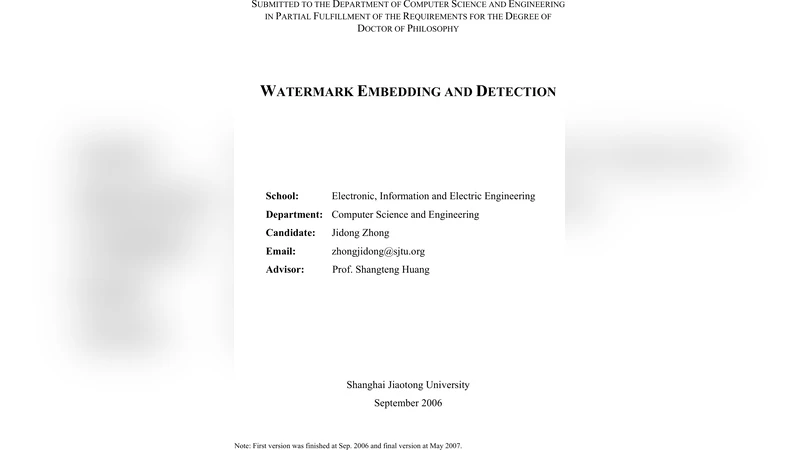 Watermark Embedding and Detection