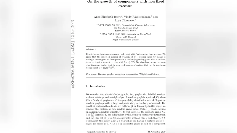 On the growth of components with non fixed excesses