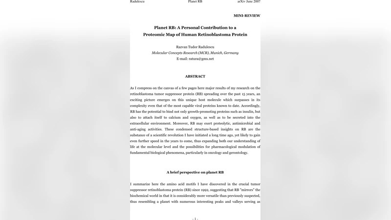 Planet RB: a personal contribution to a proteomic map of human   retinoblastoma protein