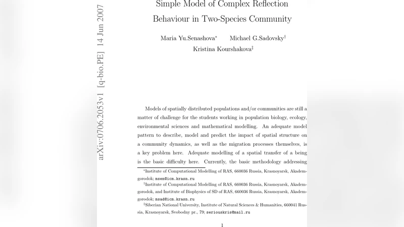 Simple Model of Complex Reflection Behaviour in Two-Species Community