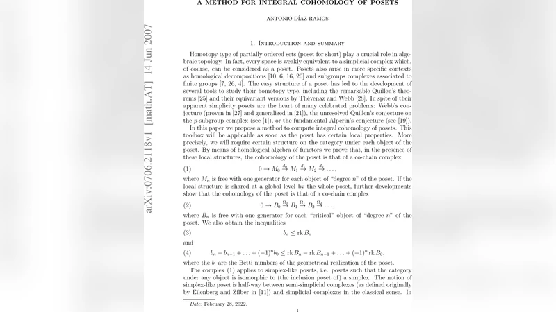 A method for integral cohomology of posets
