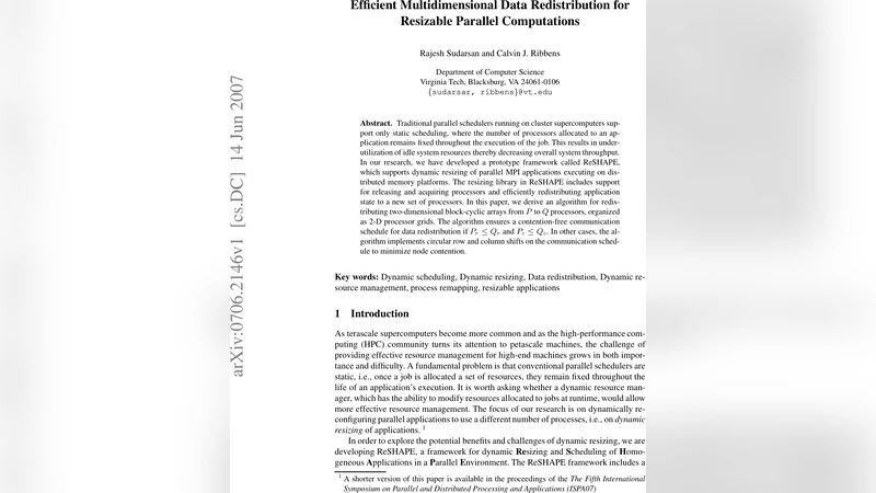 Efficient Multidimensional Data Redistribution for Resizable Parallel   Computations