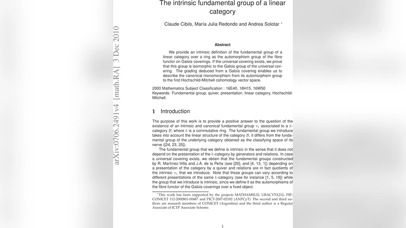 The Intrinsic Fundamental Group of a Linear Category