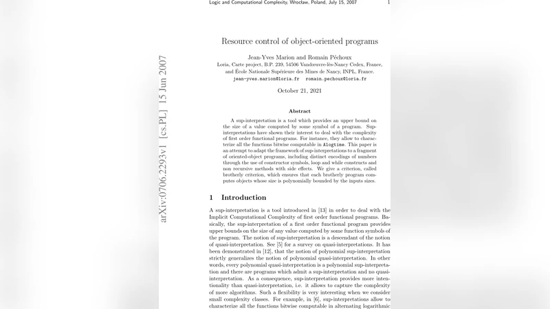 Resource control of object-oriented programs