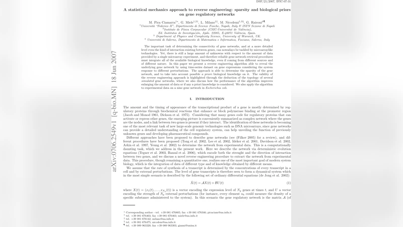 A statistical mechanics approach to reverse engineering: sparsity and   biological priors on gene regulatory networks