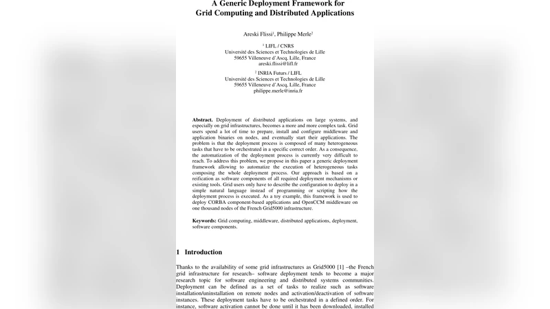 A Generic Deployment Framework for Grid Computing and Distributed   Applications