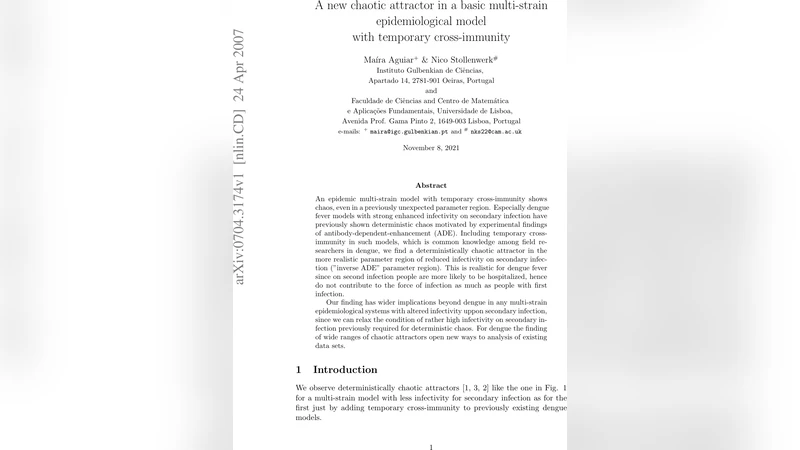 A new chaotic attractor in a basic multi-strain epidemiological model   with temporary cross-immunity