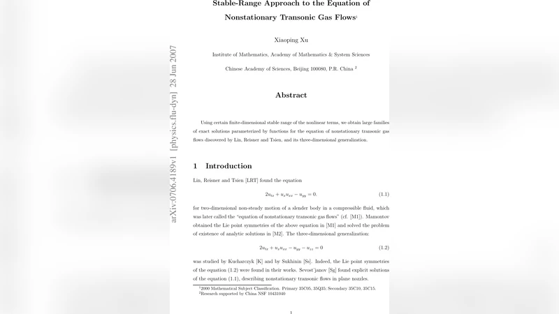 Stable-Range Approach to the Equation of Nonstationary Transonic Gas   Flows