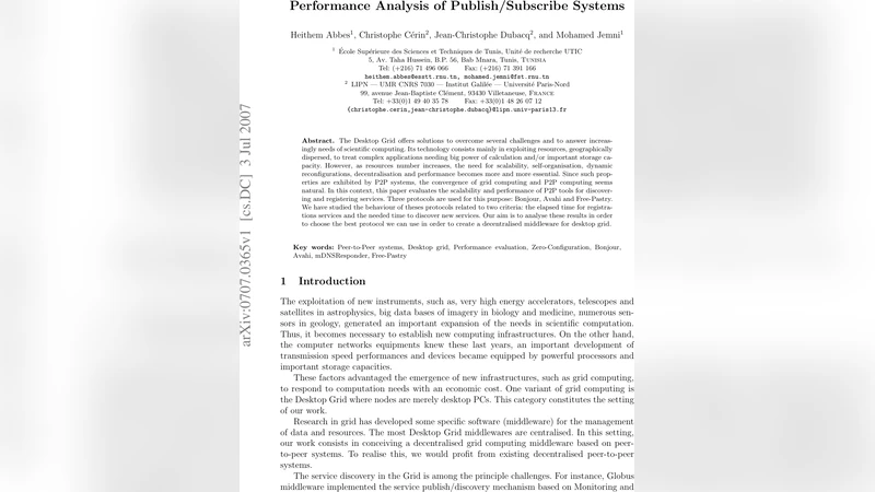 Performance Analysis of Publish/Subscribe Systems