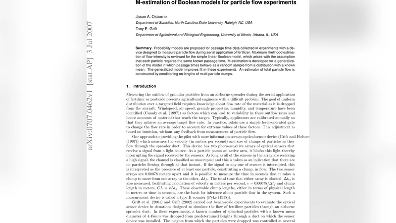 M-estimation of Boolean models for particle flow experiments